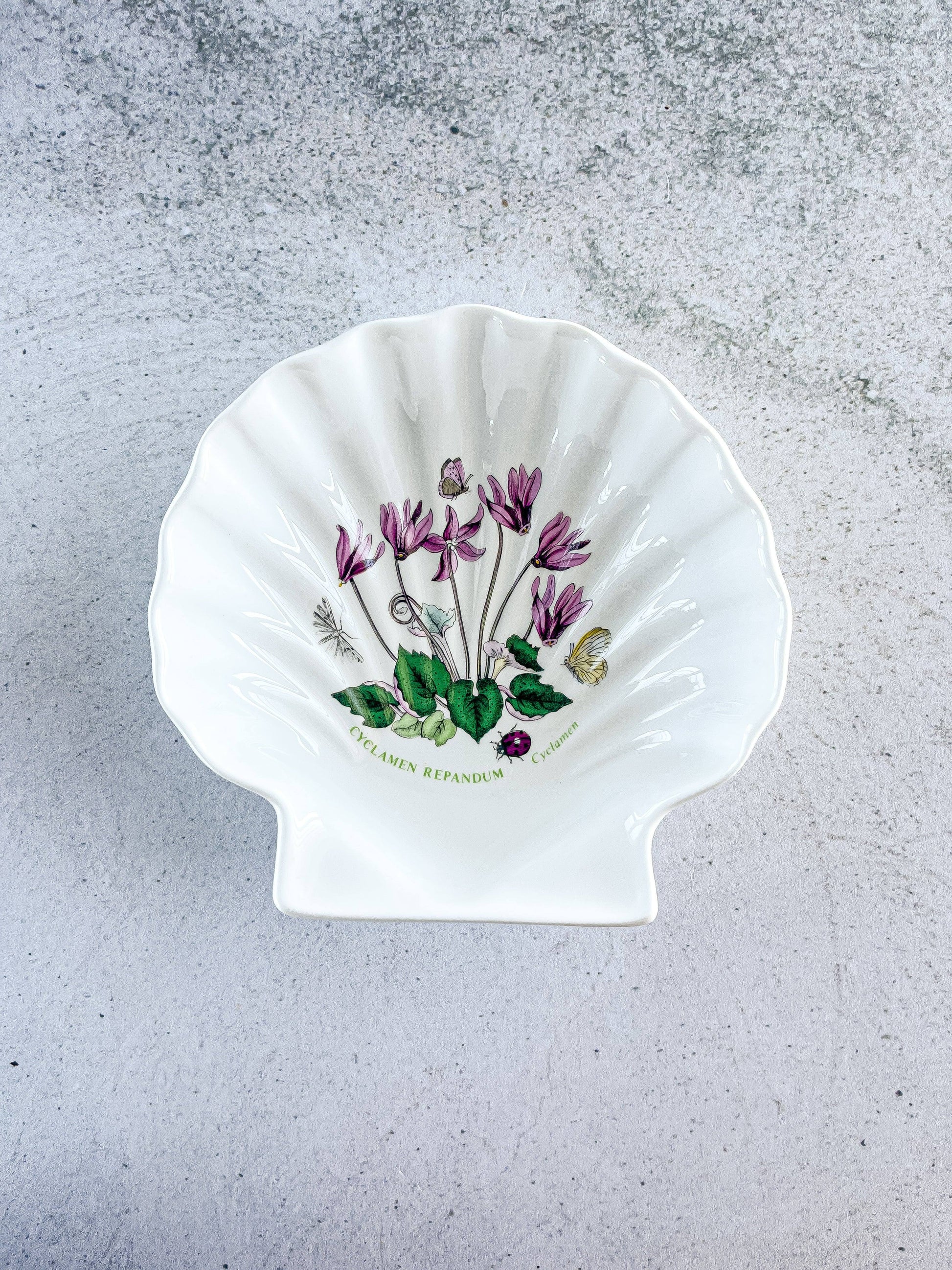 Portmeirion Botanic Garden Shell-Shaped Dish - ‘Cyclamen’ Design - SOSC Home