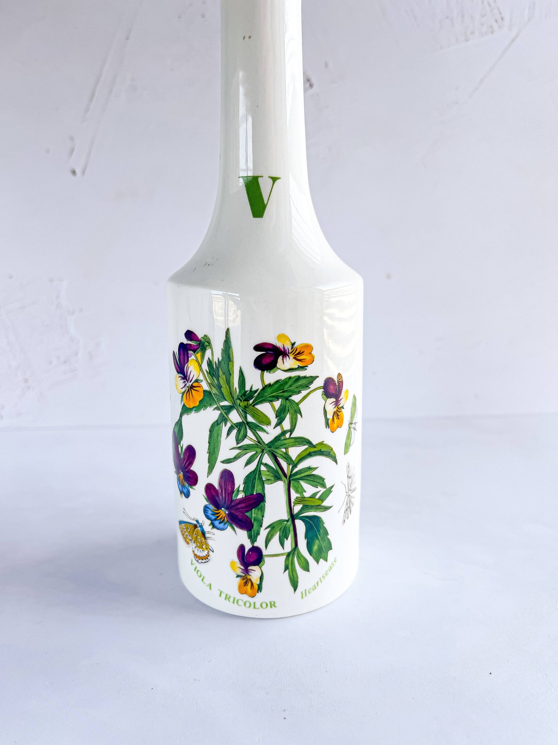 Portmeirion Botanic Garden Vinegar Cruet with Stopper – 'Heartsease' (Viola Tricolor) Design - SOSC Home