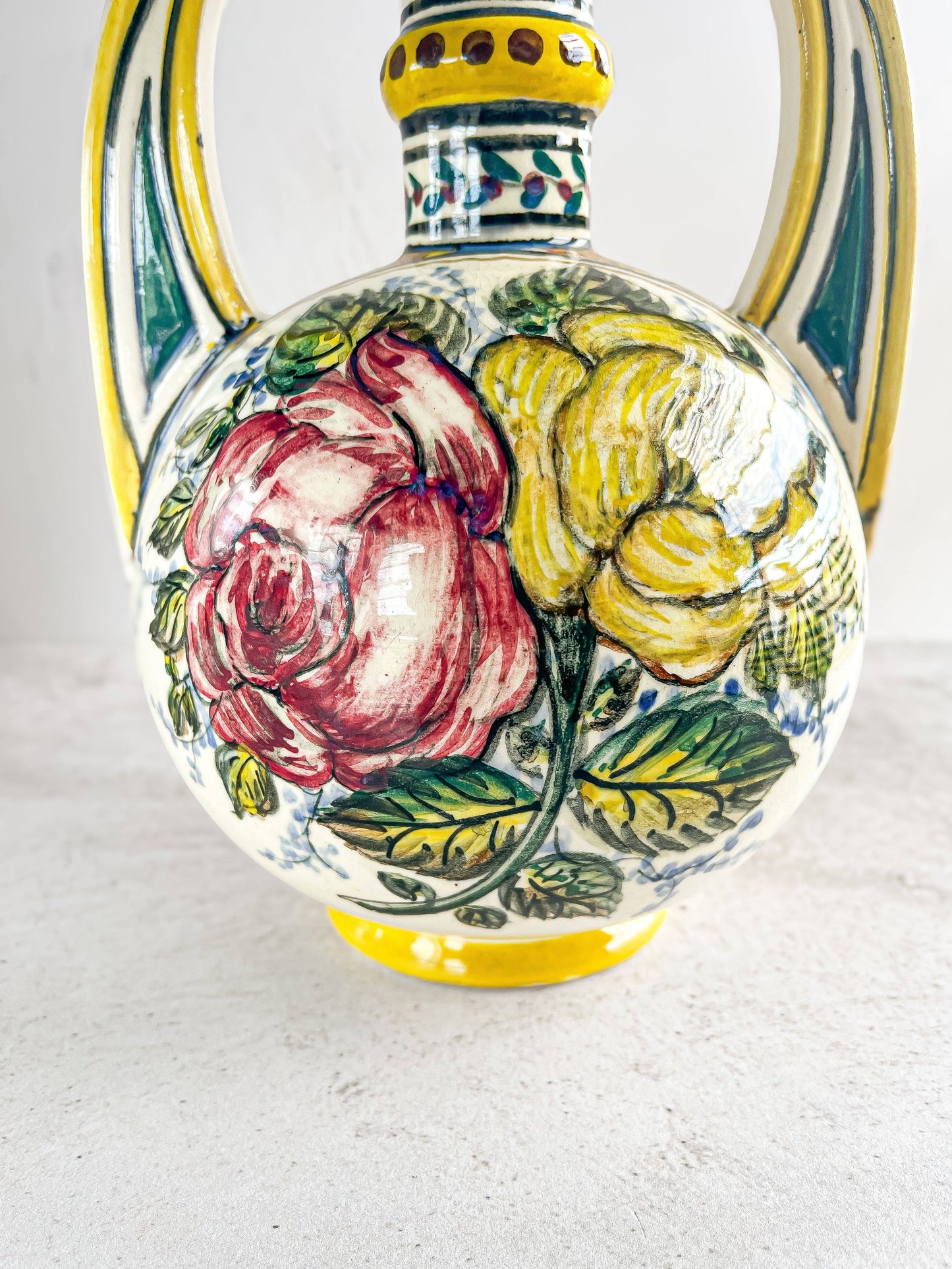 Portuguese Hand-Painted Double-Handled Vase - SOSC Home