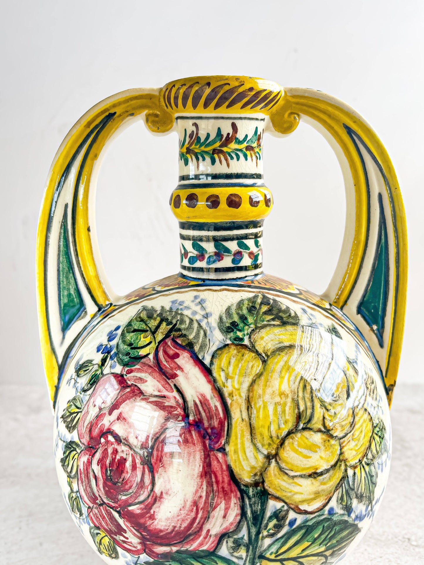 Portuguese Hand-Painted Double-Handled Vase - SOSC Home