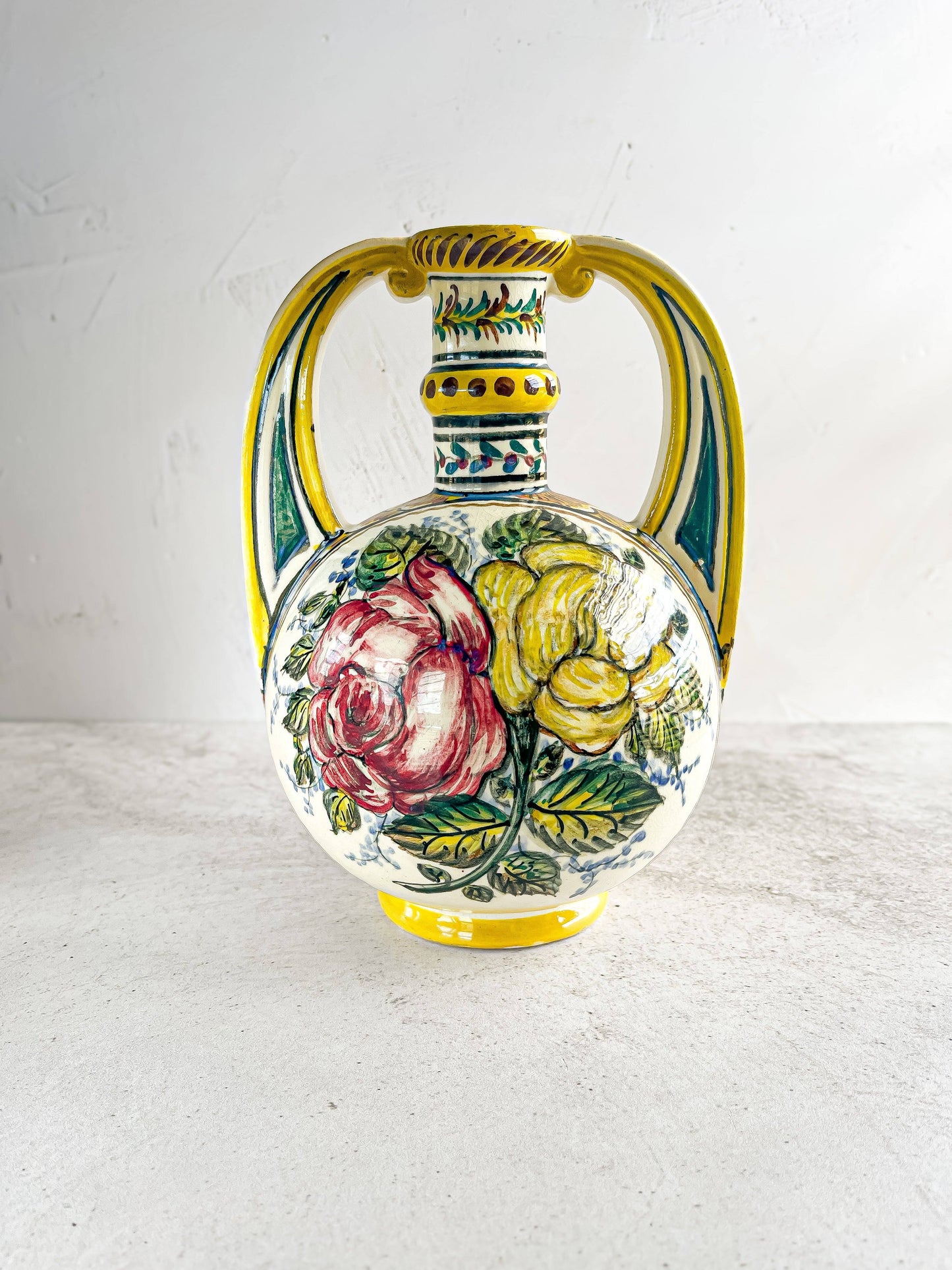 Portuguese Hand-Painted Double-Handled Vase - SOSC Home