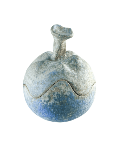 Pumpkin-Shaped Ceramic Lidded Jar - Speckled Green and Blue Glaze - SOSC Home