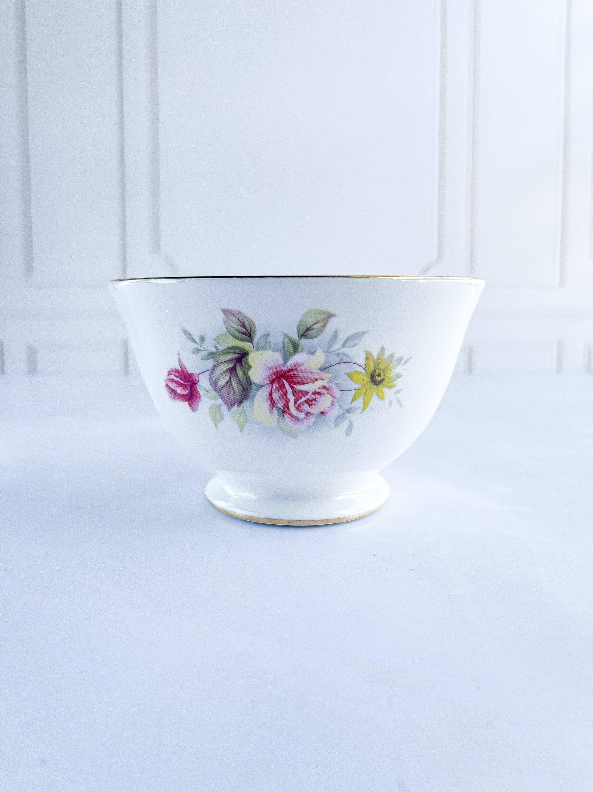 Queen Anne Vintage Floral Creamer & Sugar Set - Pink Roses - SOSC Home