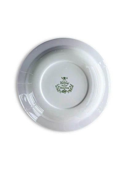 Detailed view of the Rörstrand "Grön Anna" backstamp on an 18 cm plate, including the VDN F555 durability rating.