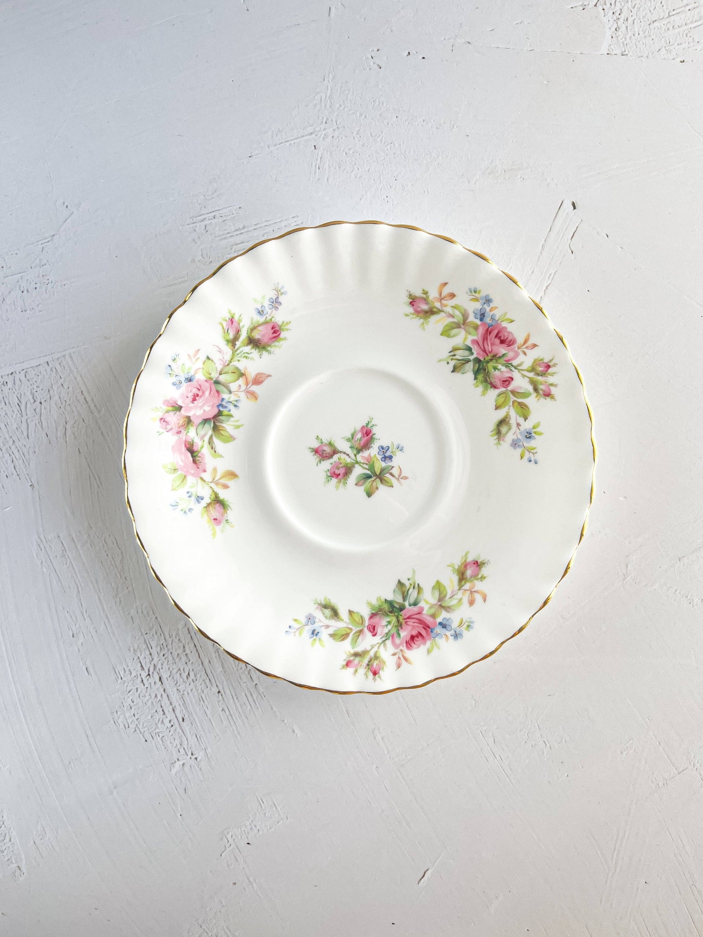 Royal Albert Footed Cream Soup Bowl & Saucer Set - 'Moss Rose' Collection - SOSC Home