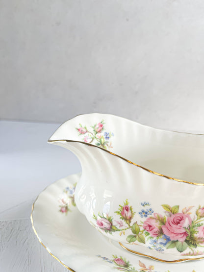 Royal Albert Gravy Boat & Underplate - 'Moss Rose' Collection - SOSC Home