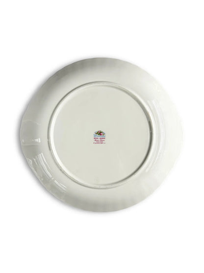 The underside of the plate showing the original 'Winsome Royal Albert Bone China England' backstamp with the 1966 copyright.