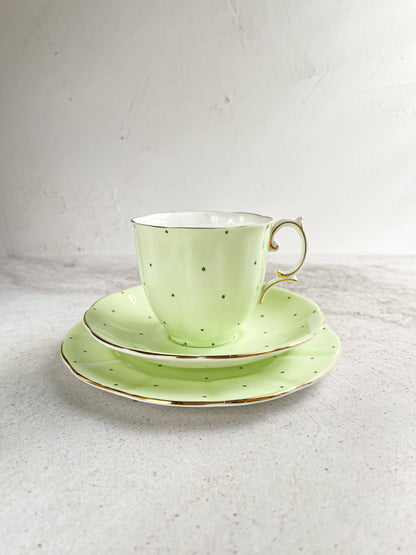 Royal Albert Trio - Unnamed Mint Green with Polka Dots - SOSC Home