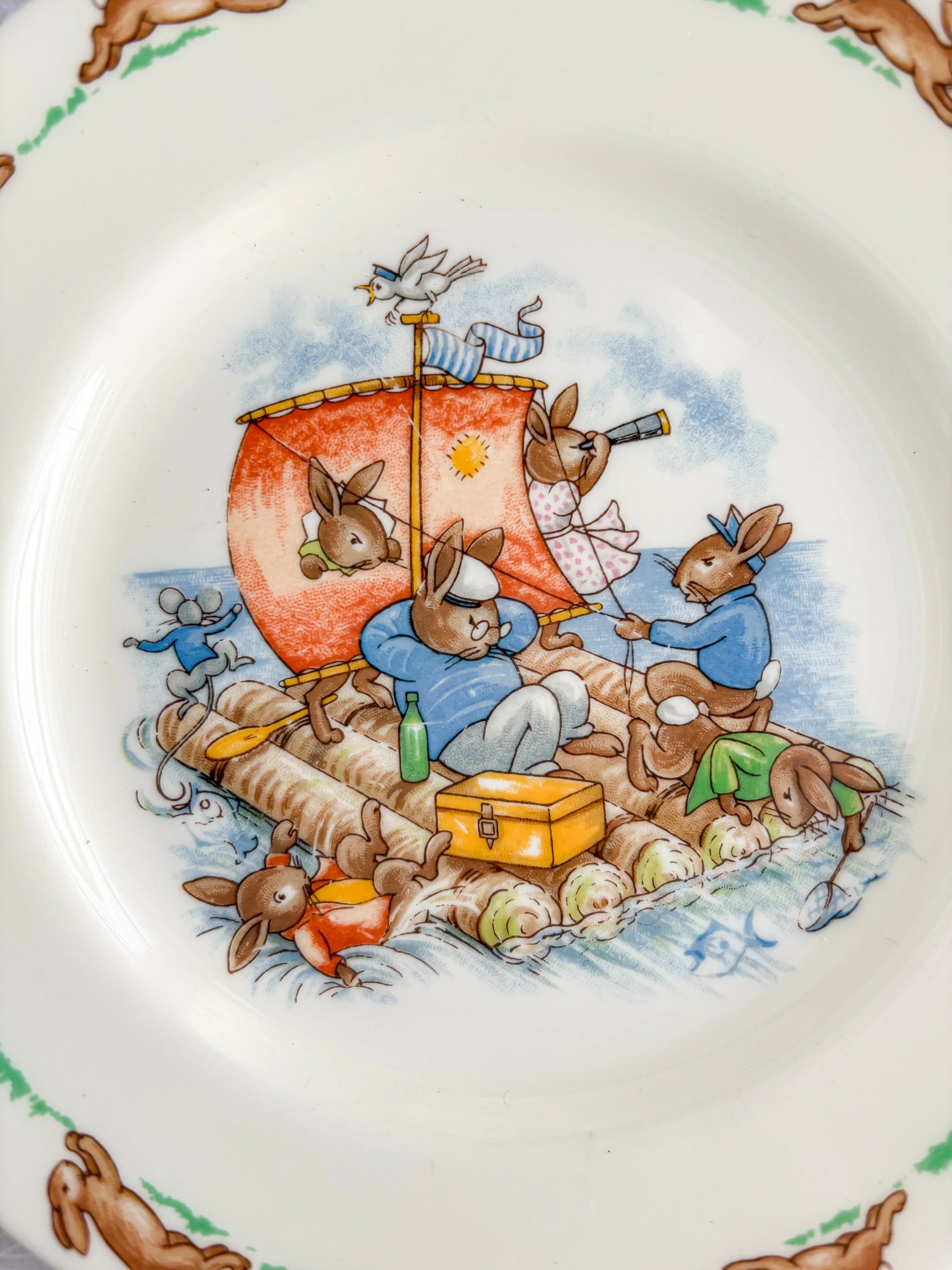 Royal Doulton Bunnykins Bread and Butter Plate | 'Raft' Scene - SOSC Home