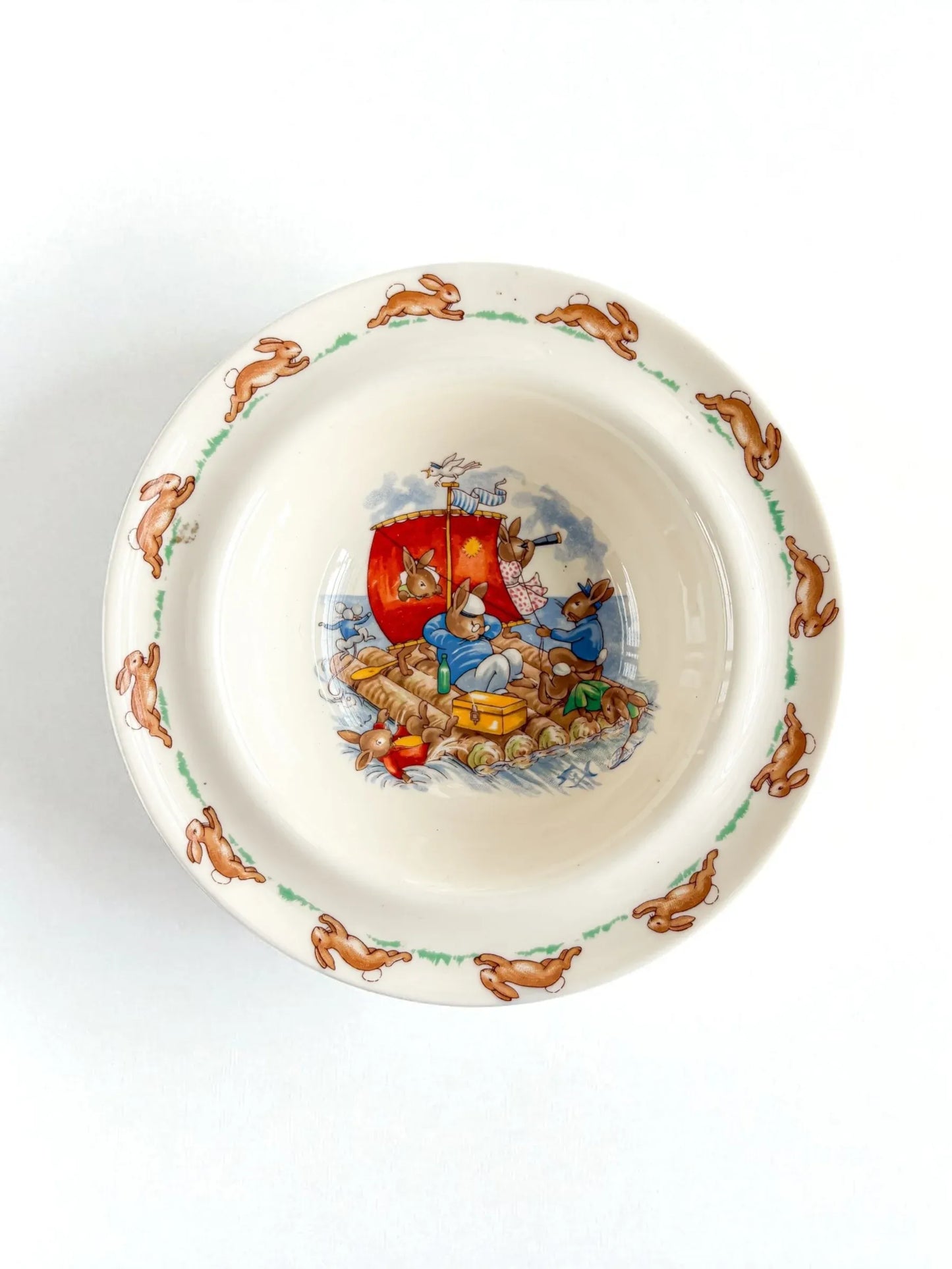 Royal Doulton Bunnykins Fruit/Dessert Bowl | 'Raft' Scene (Rim Edge) - SOSC Home