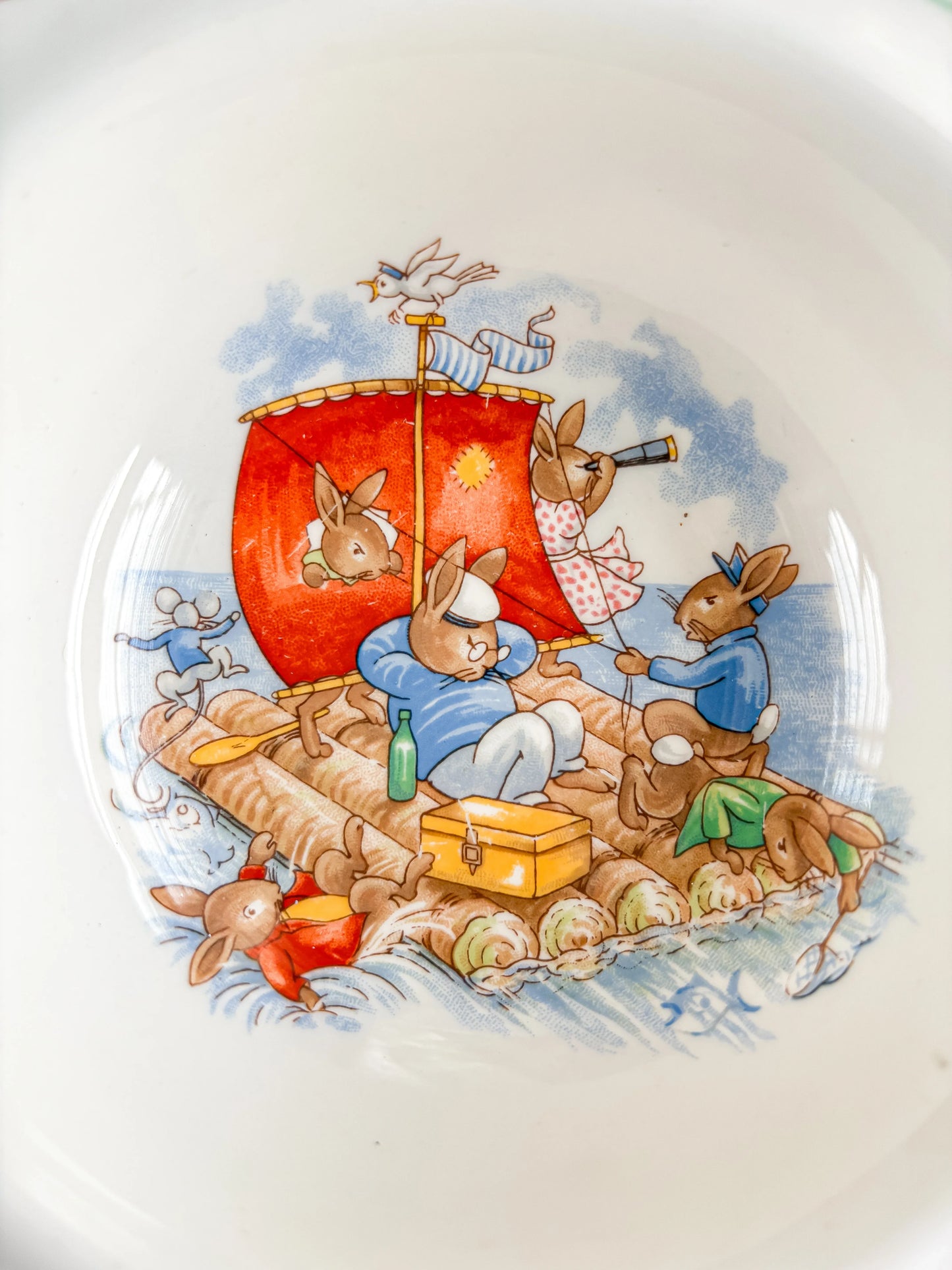 Royal Doulton Bunnykins Fruit/Dessert Bowl | 'Raft' Scene (Rim Edge) - SOSC Home