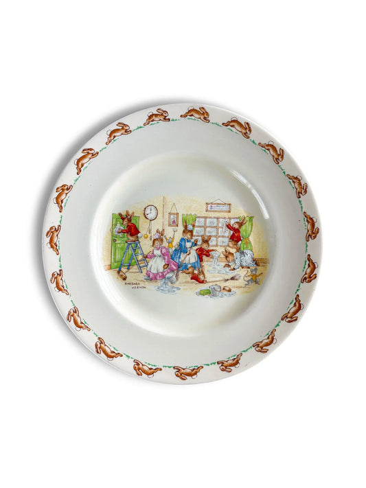 Royal Doulton Bunnykins Spring Cleaning salad plate signed Barbara Vernon.