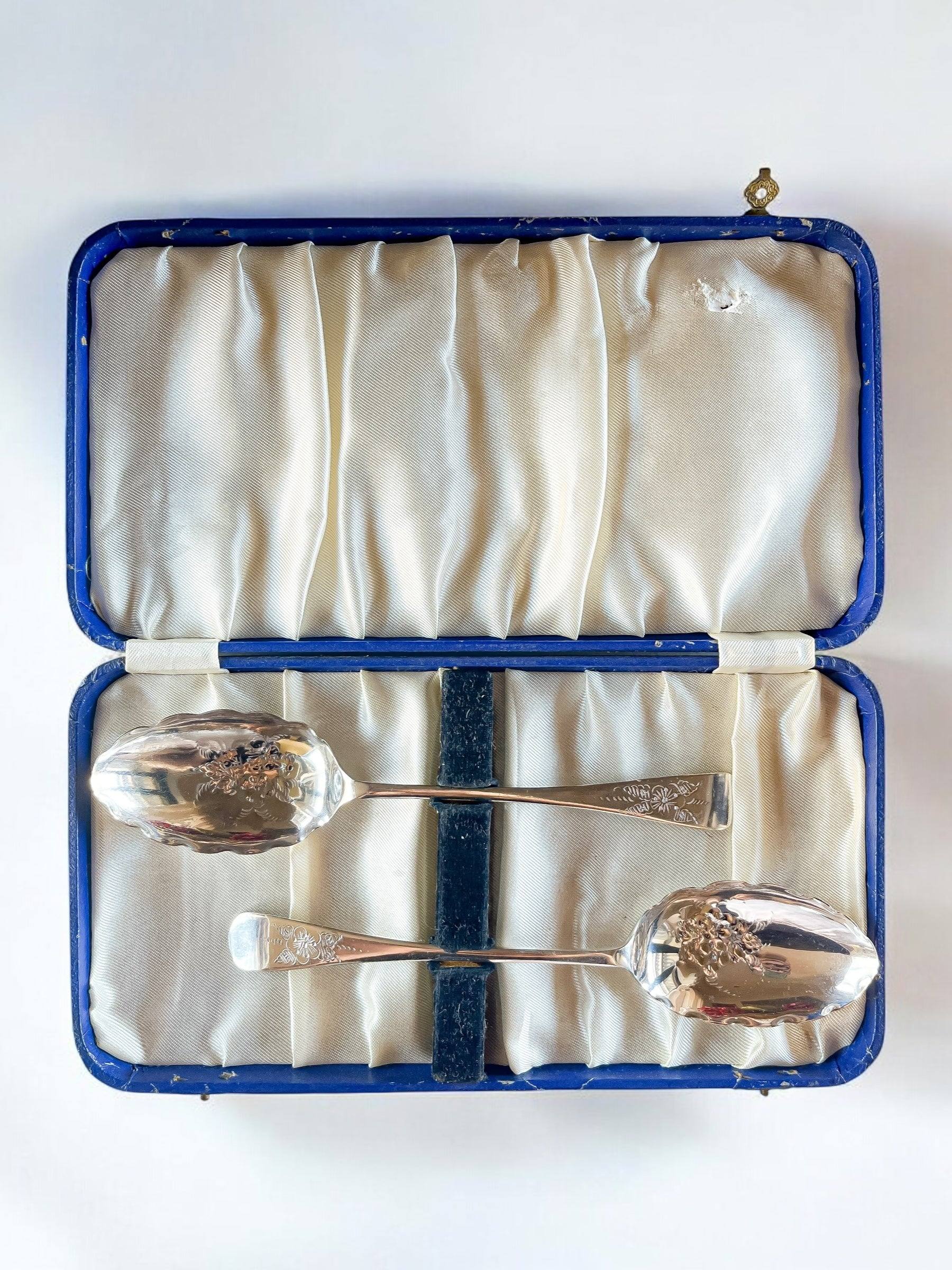 Serving Spoons in Original Satin-Lined Box | Grape Motif - SOSC Home