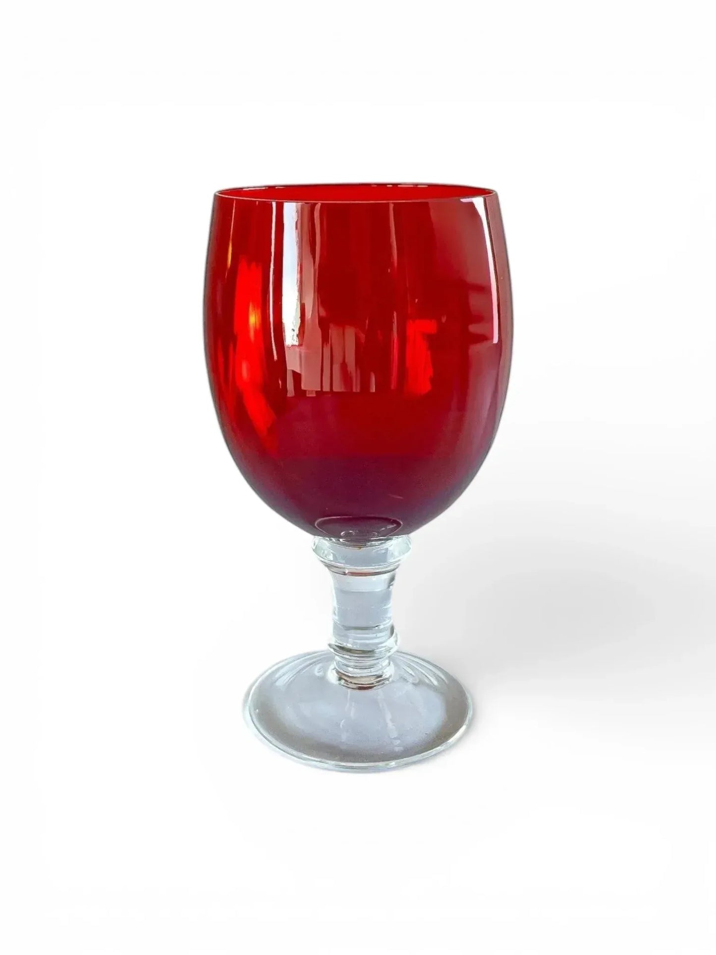Set of 4 Deep Ruby Goblets with Turned Glass Stems