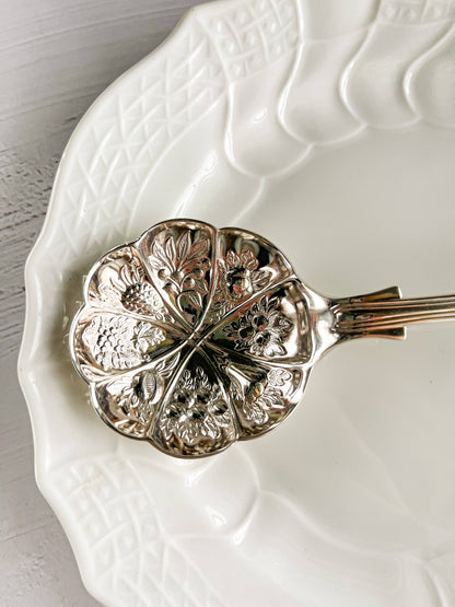 Sheffield Silver-Plated Embossed Bon Bon Spoon - 'Kings' Pattern - SOSC Home