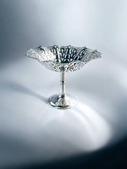 Silver-Plated Pedestal Dish - Filigree Design