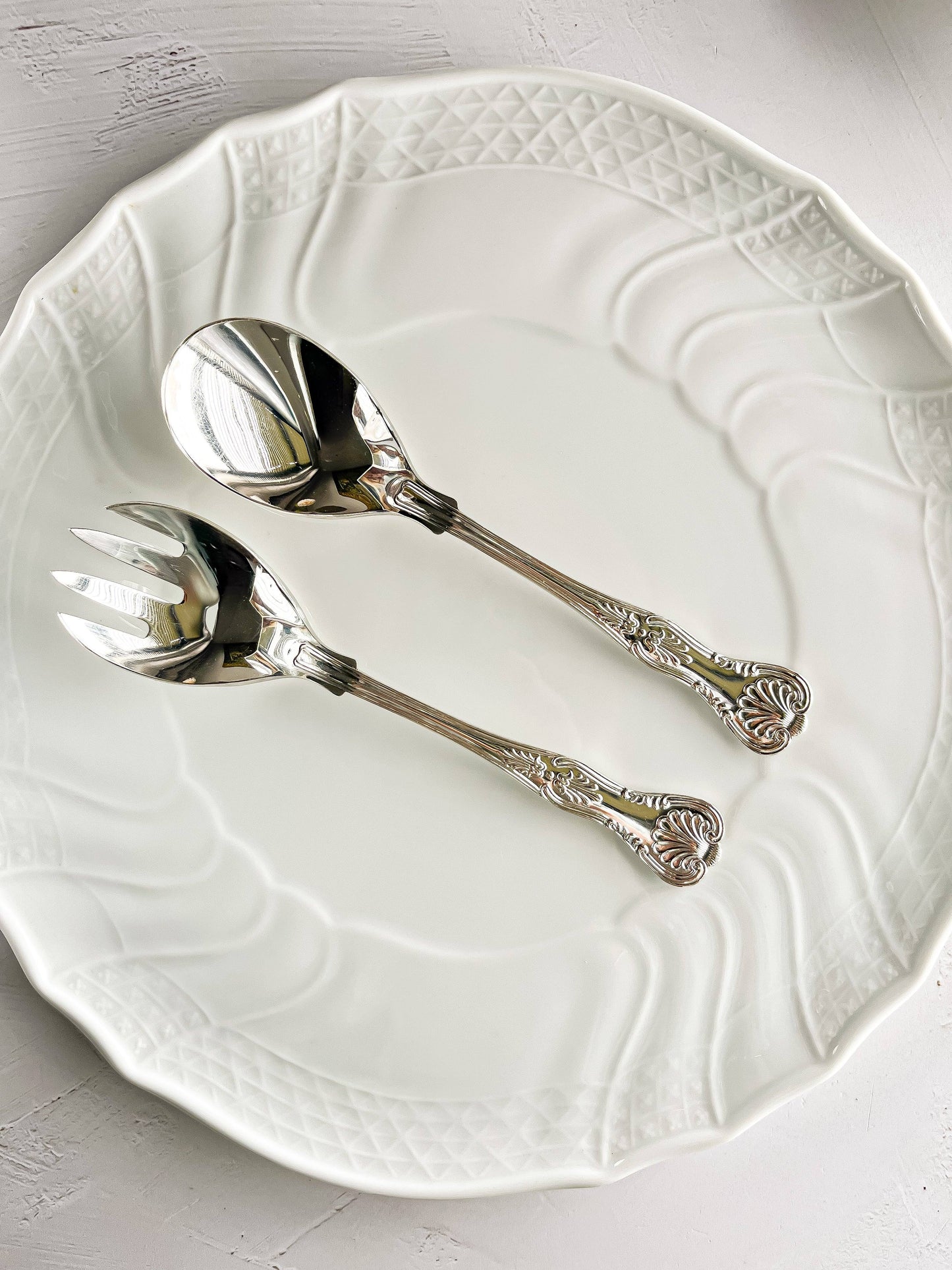 Silver-Plated Salad Serving Set - Kings Pattern - SOSC Home