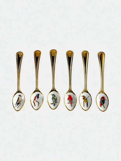 South African Birds Set of 6 Gold-Plated Teaspoons | Collection 3 - SOSC Home
