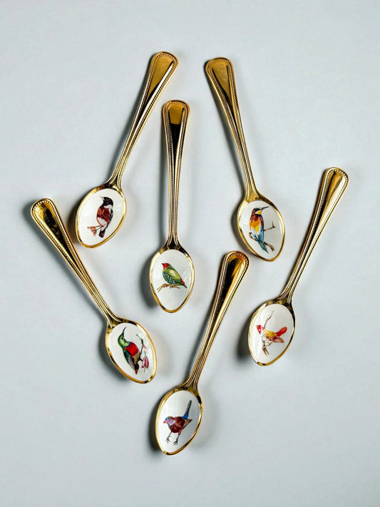 South African Birds Set of 6 Gold-Plated Teaspoons | Collection 4 - SOSC Home