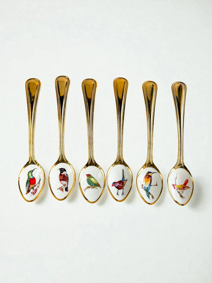 South African Birds Set of 6 Gold-Plated Teaspoons | Collection 4 - SOSC Home
