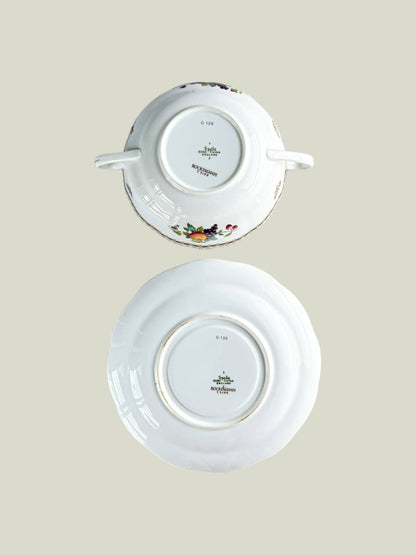 Spode Set of 6 Flat Cream Soup Bowl & Saucer Sets - ‘Rockingham’ Collection (Modern Version) - SOSC Home