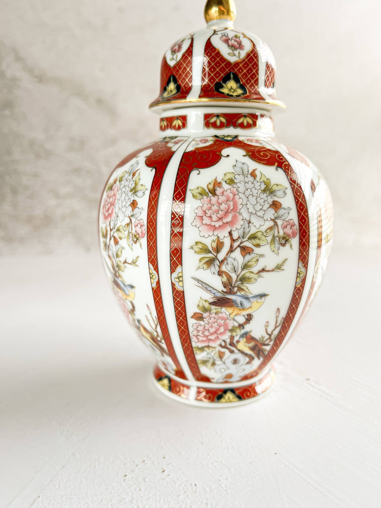 Unmarked Small Ginger Jar with Detailed Asian-Inspired Design - SOSC Home