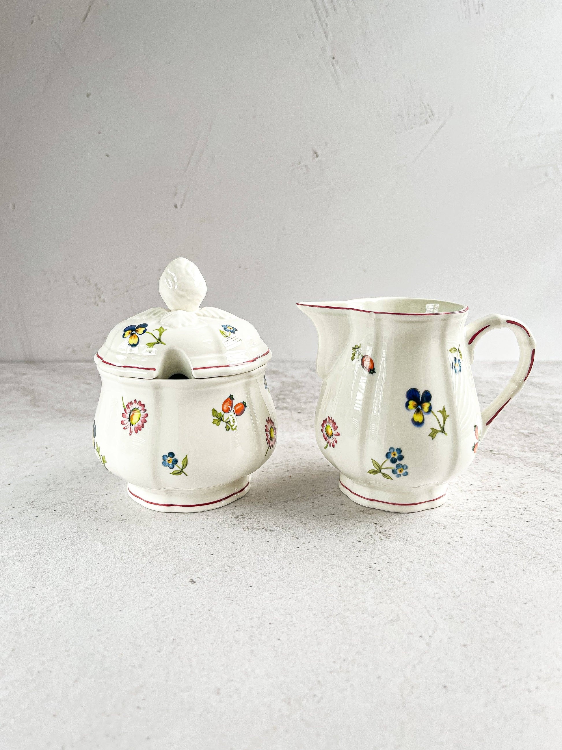 Villeroy & Boch Creamer and Sugar Bowl with Lid Set – ‘Petite Fleur’ Collection - SOSC Home