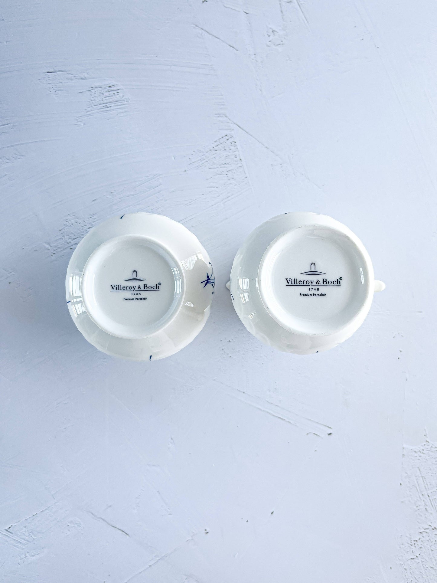 Villeroy & Boch Creamer, Sugar Bowl with Lid, and Pickle Dish Set - 'Vieux Luxembourg' Design - SOSC Home