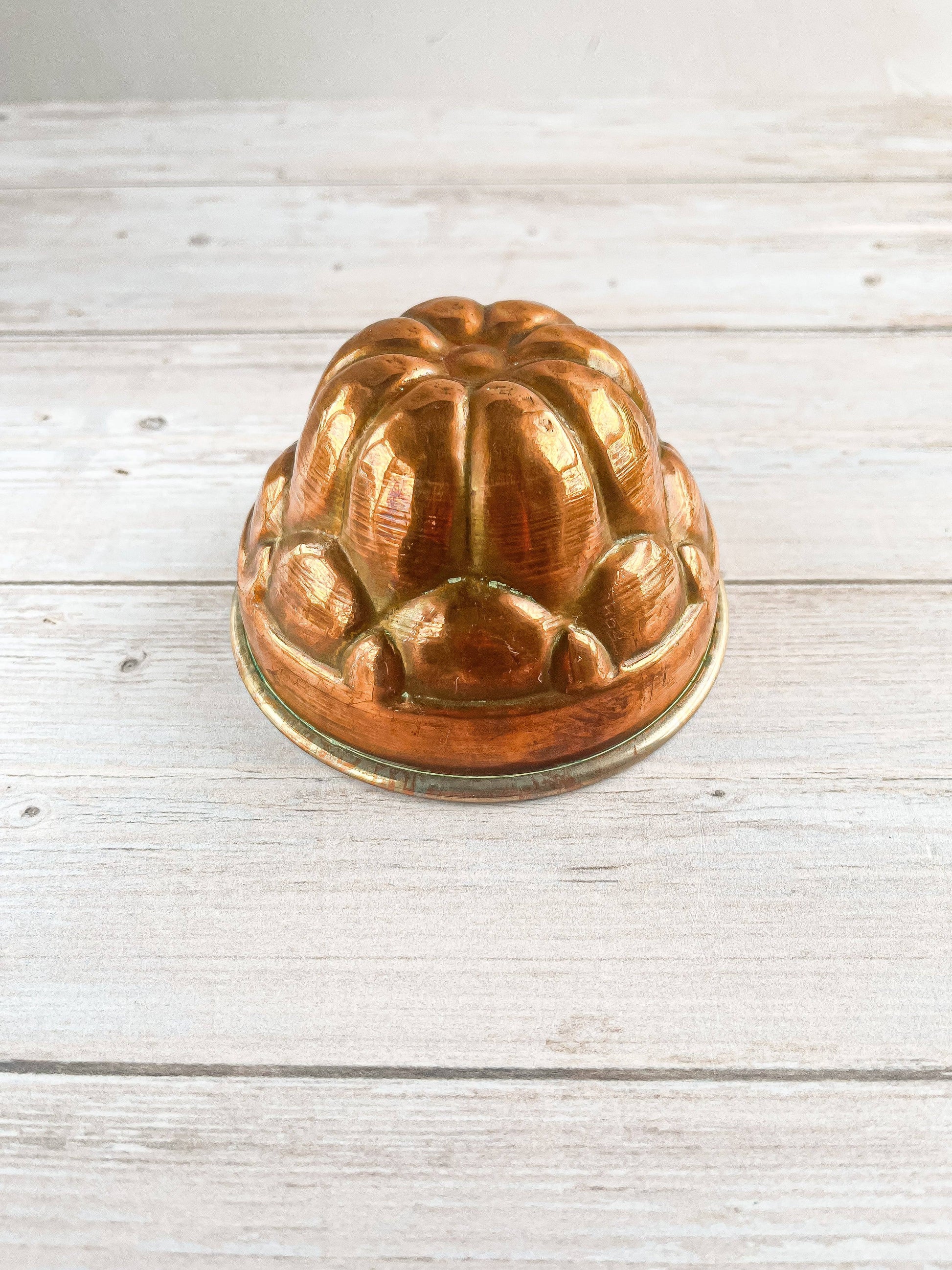 Vintage Copper Jelly Mould - Domed Design with Scalloped Edge - SOSC Home