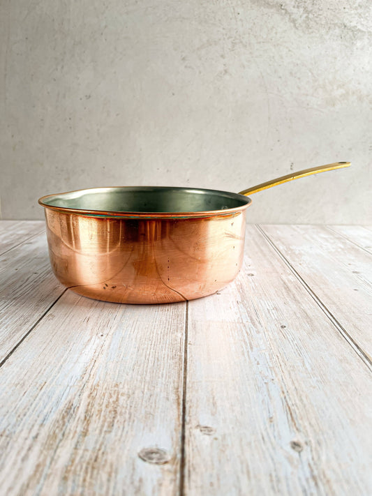 Vintage Copper Pan with Brass Handle - Large - SOSC Home