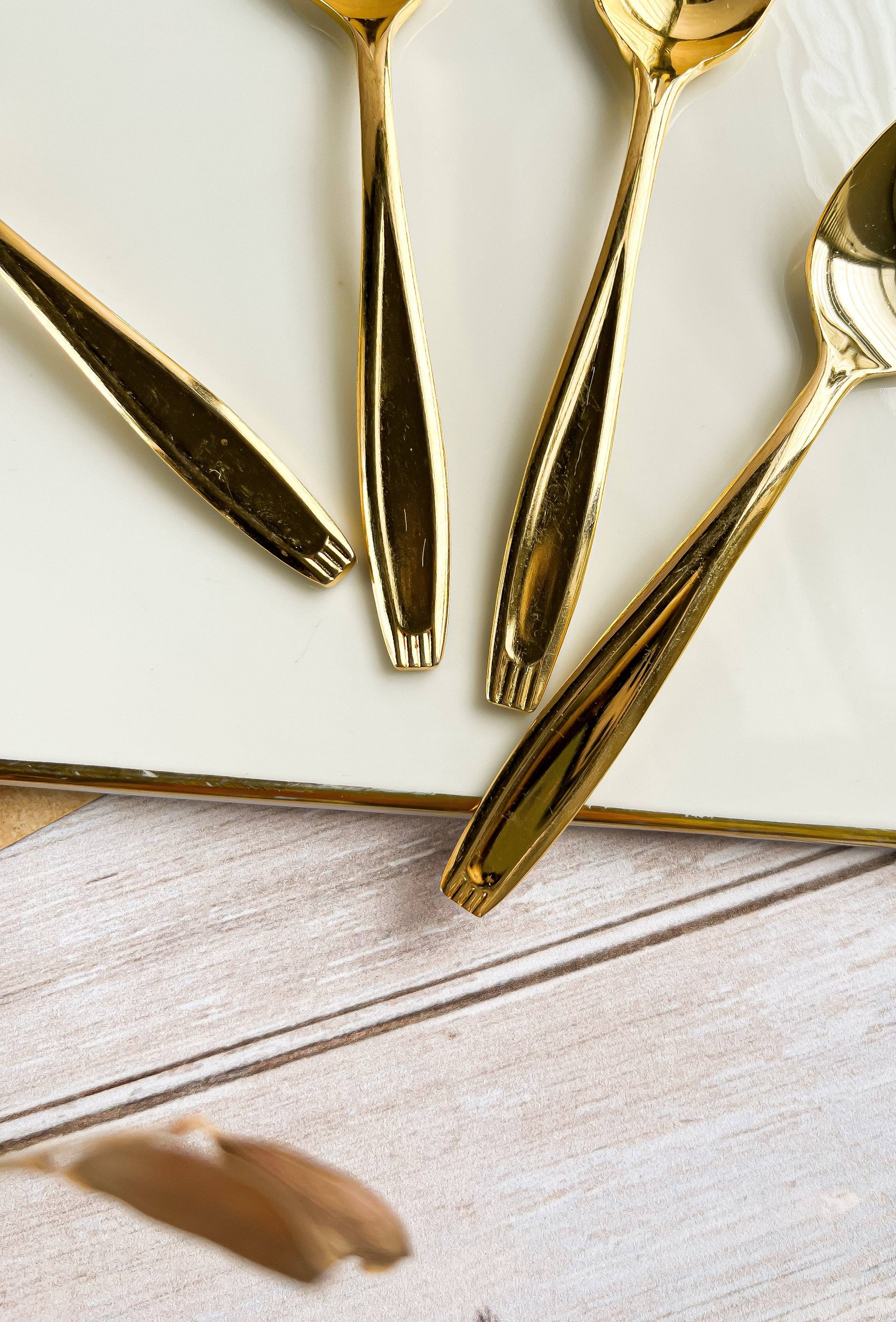 Vintage Gold-Plated Stainless Steel Teaspoon Set of 6 - Sleek Design - SOSC Home