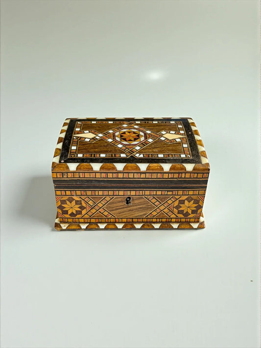 Marquetry Inlaid Wooden Box | Geometric Mosaic Design - SOSC Home