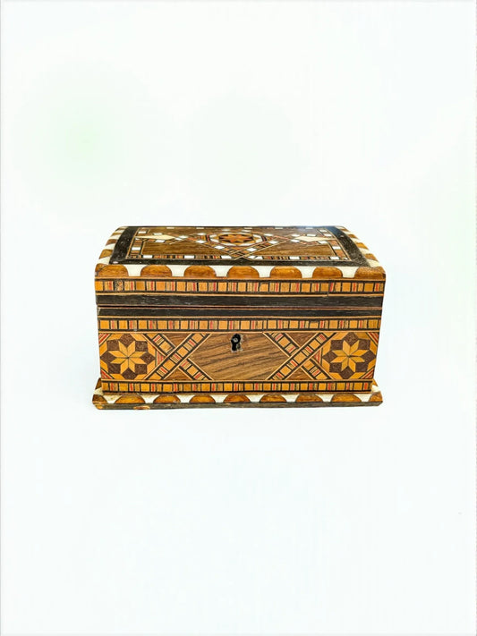 Marquetry Inlaid Wooden Box | Geometric Mosaic Design - SOSC Home