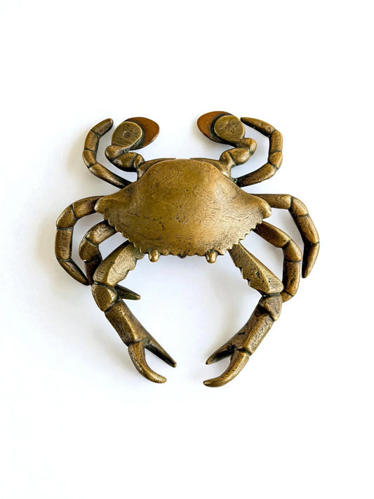 Vintage Solid Brass Decorative Crab with Moving Claws - SOSC Home