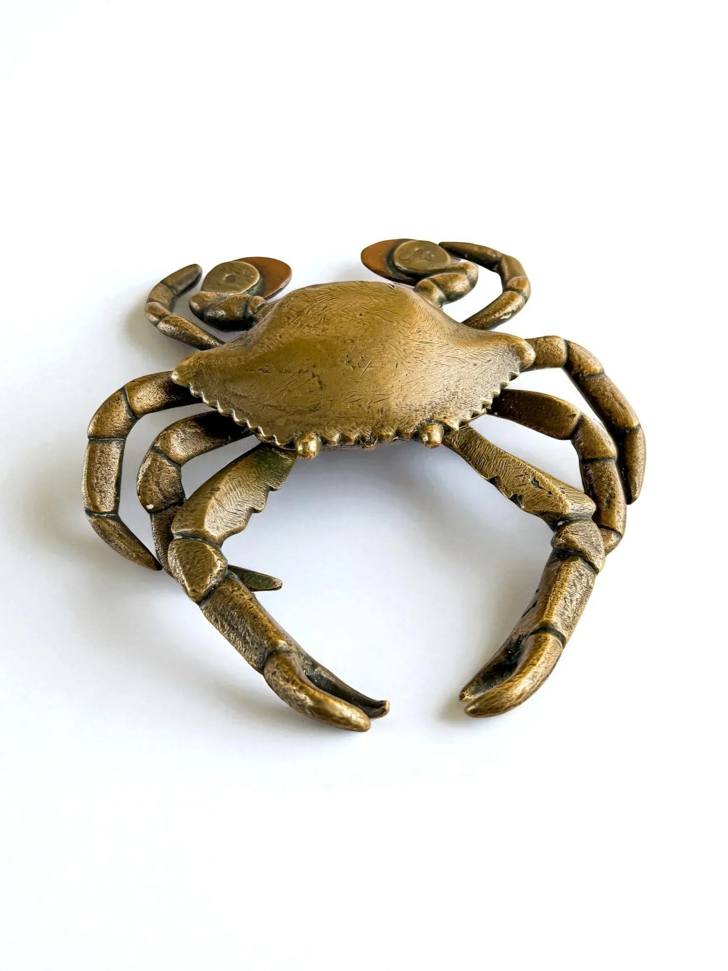 Vintage Solid Brass Decorative Crab with Moving Claws - SOSC Home