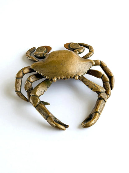 Vintage Solid Brass Decorative Crab with Moving Claws - SOSC Home