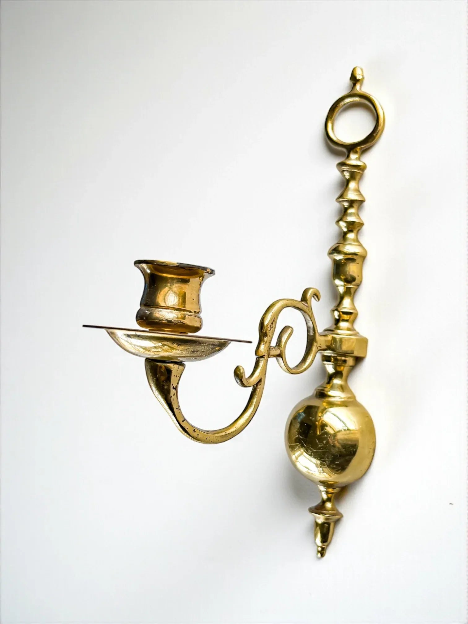 Vintage Solid Brass Wall Sconce with Swan Motif - SOSC Home