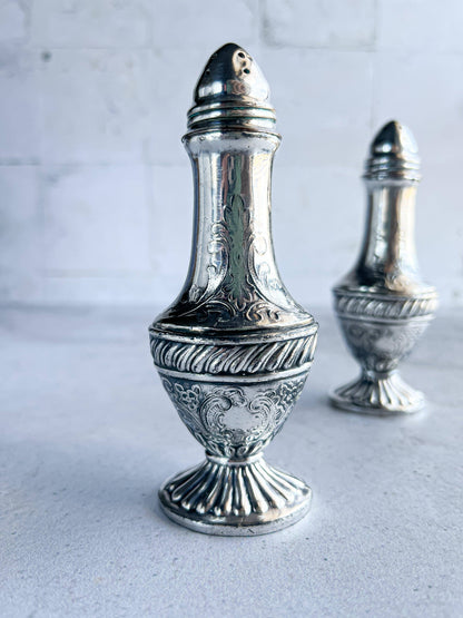 Vintage Viking 1034 Silver Salt & Pepper Shaker Set - Ornate Embossed Design - SOSC Home