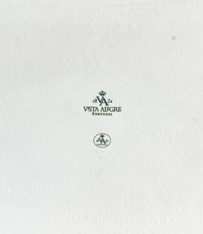 Vista Alegre Portugal porcelain makers mark on white ceramic background, vintage tableware detail