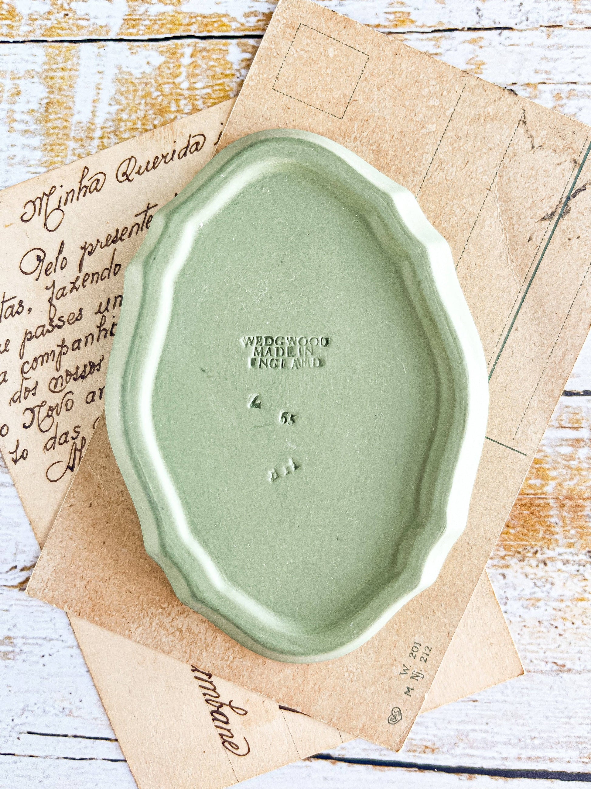 Wedgwood Celadon Green Jasperware Small Tray – 'Cupid' Design - SOSC Home