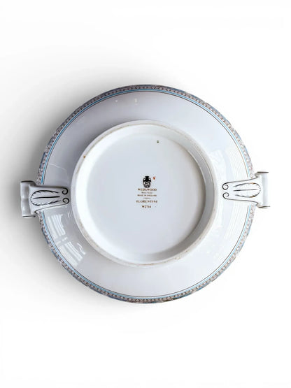 Underside of a Wedgwood Florentine tureen showing the pristine foot and maker's mark.