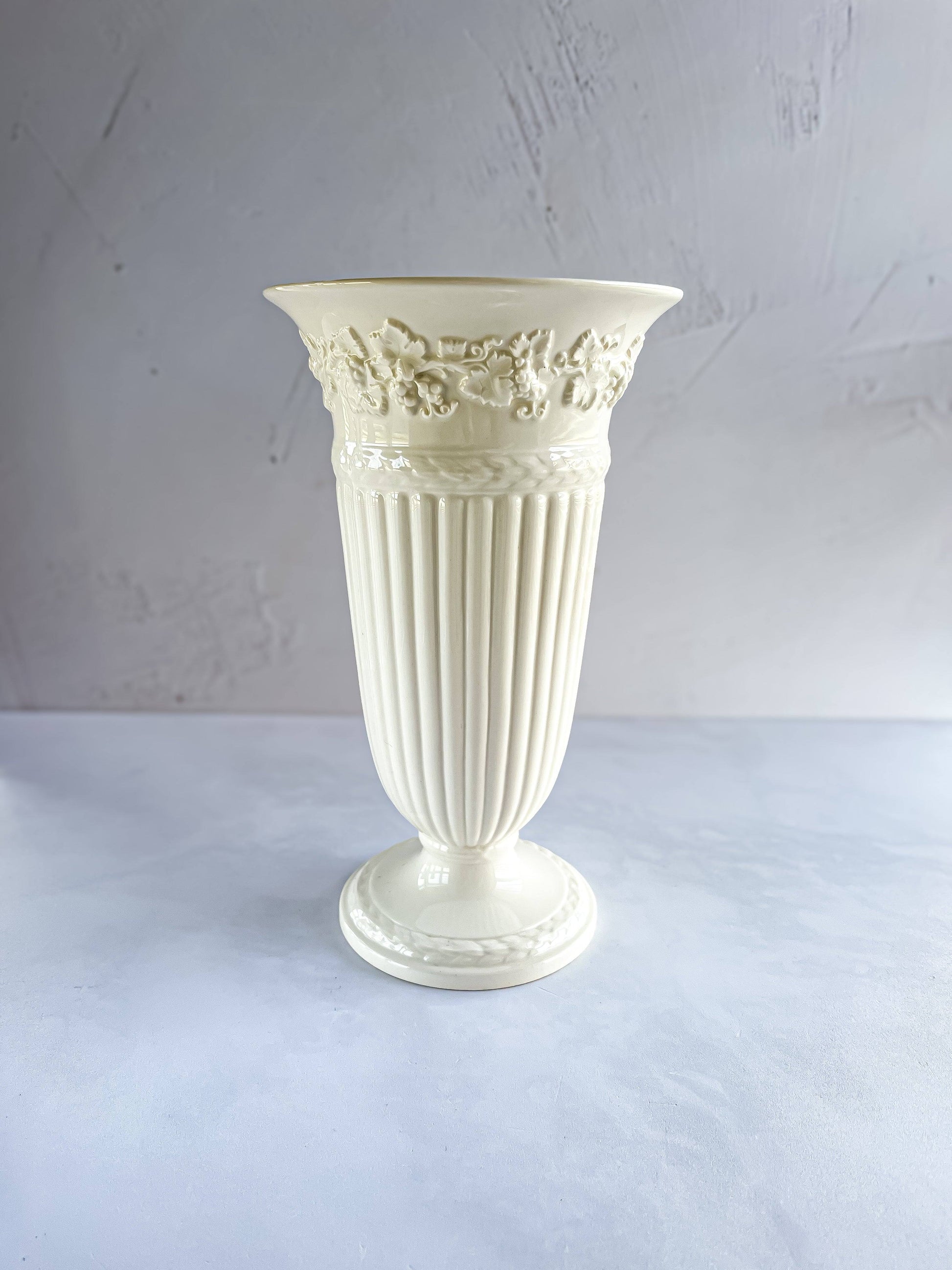 Wedgwood Embossed Queen's Ware Vase - 'All Cream' Colour - SOSC Home