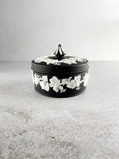 Wedgwood Jasperware Black Large Spiked Knob Box - 'Grapevine' Design - SOSC Home
