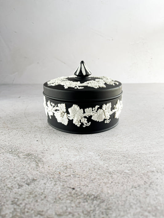 Wedgwood Jasperware Black Large Spiked Knob Box - 'Grapevine' Design - SOSC Home