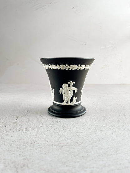 Wedgwood Jasperware Black Vase - 'Cupid' Design - SOSC Home