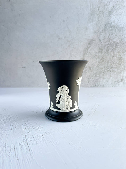 Wedgwood Jasperware Black Vase - 'Sacrifice Scene' - SOSC Home