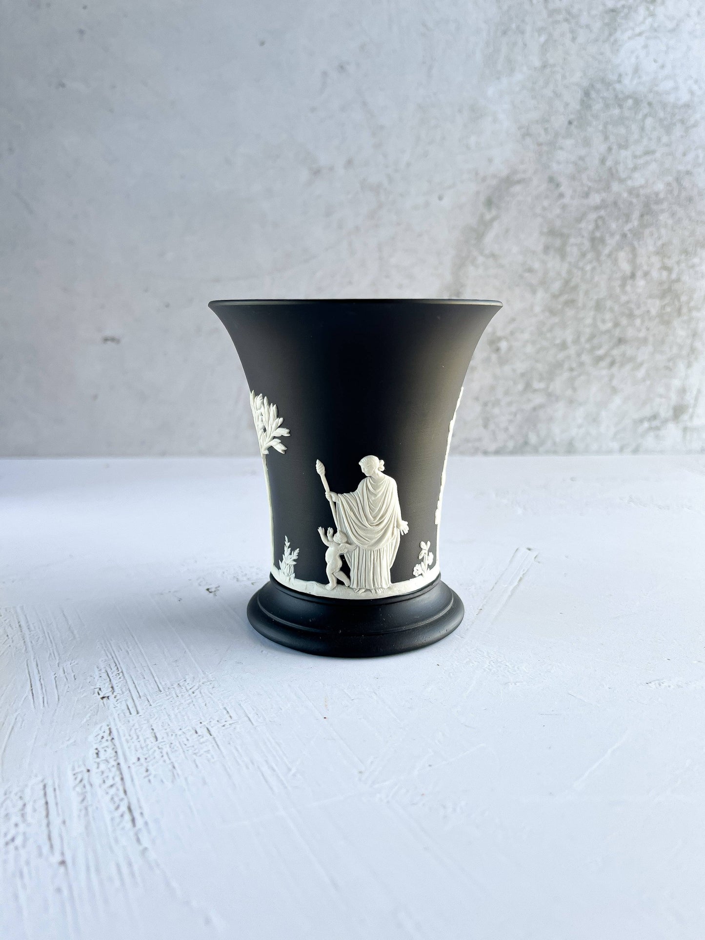 Wedgwood Jasperware Black Vase - 'Sacrifice Scene' - SOSC Home