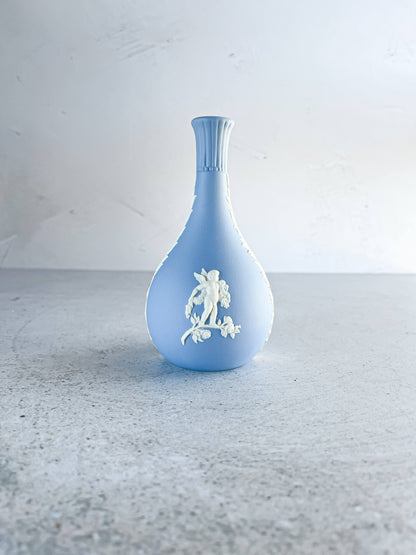 Wedgwood Jasperware Pale Blue Bud Vase - 'Cupid in Spring & Summer' Design - SOSC Home