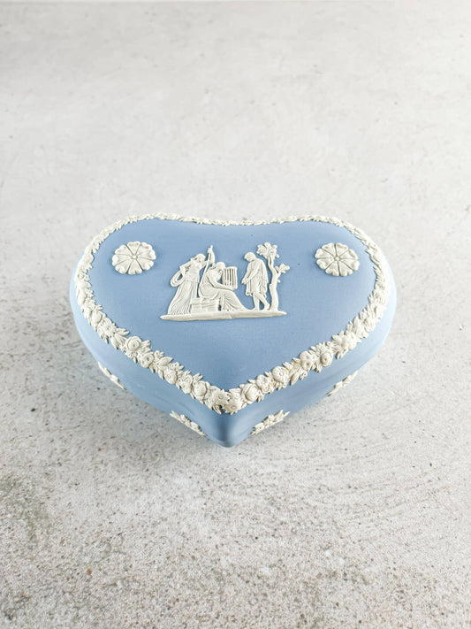 Wedgwood Jasperware Pale Blue Heart Shape Box with Lid - SOSC Home