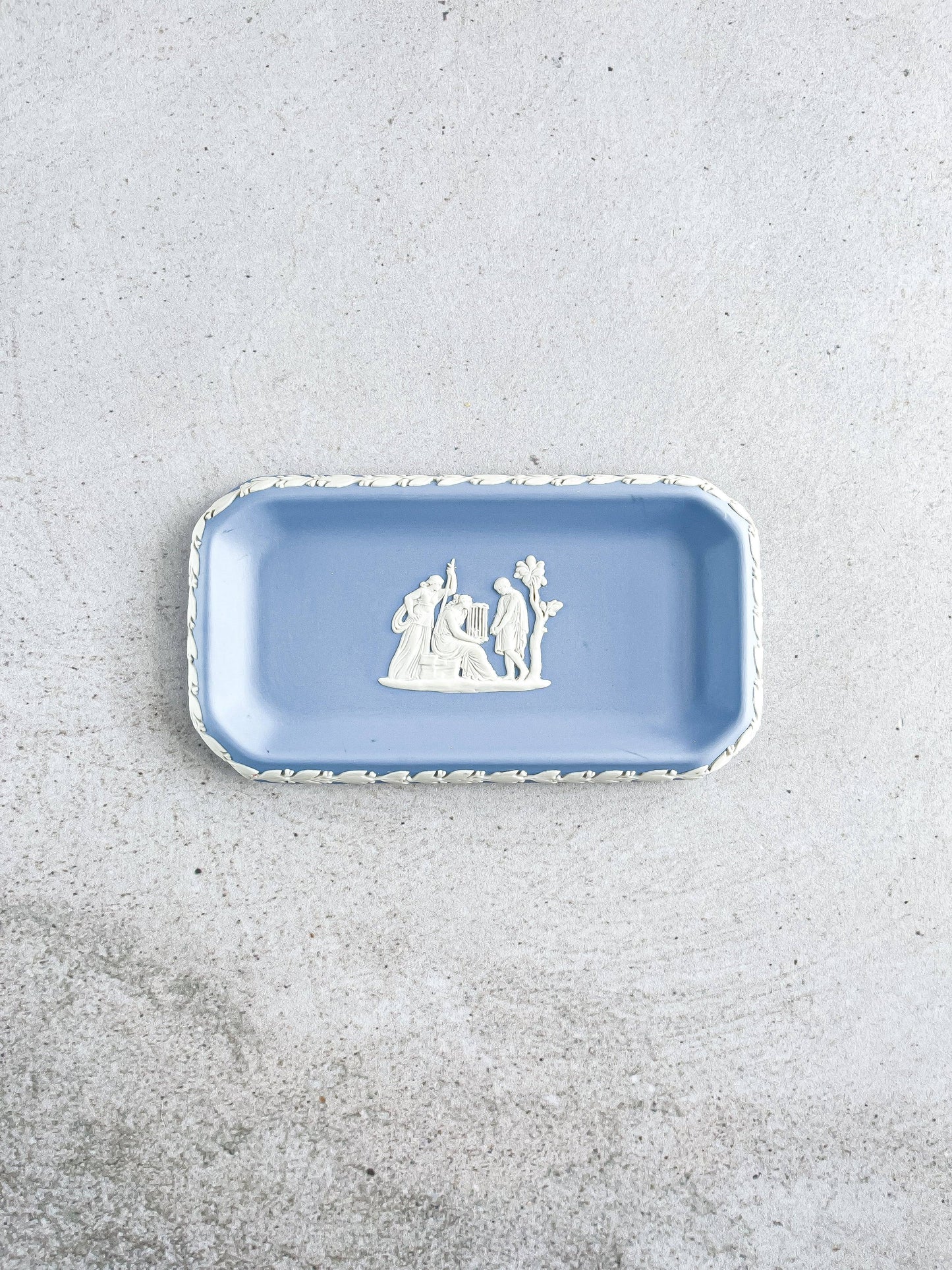 Wedgwood Jasperware Pale Blue Oblong Tray - 'Group with Cage' Design - SOSC Home